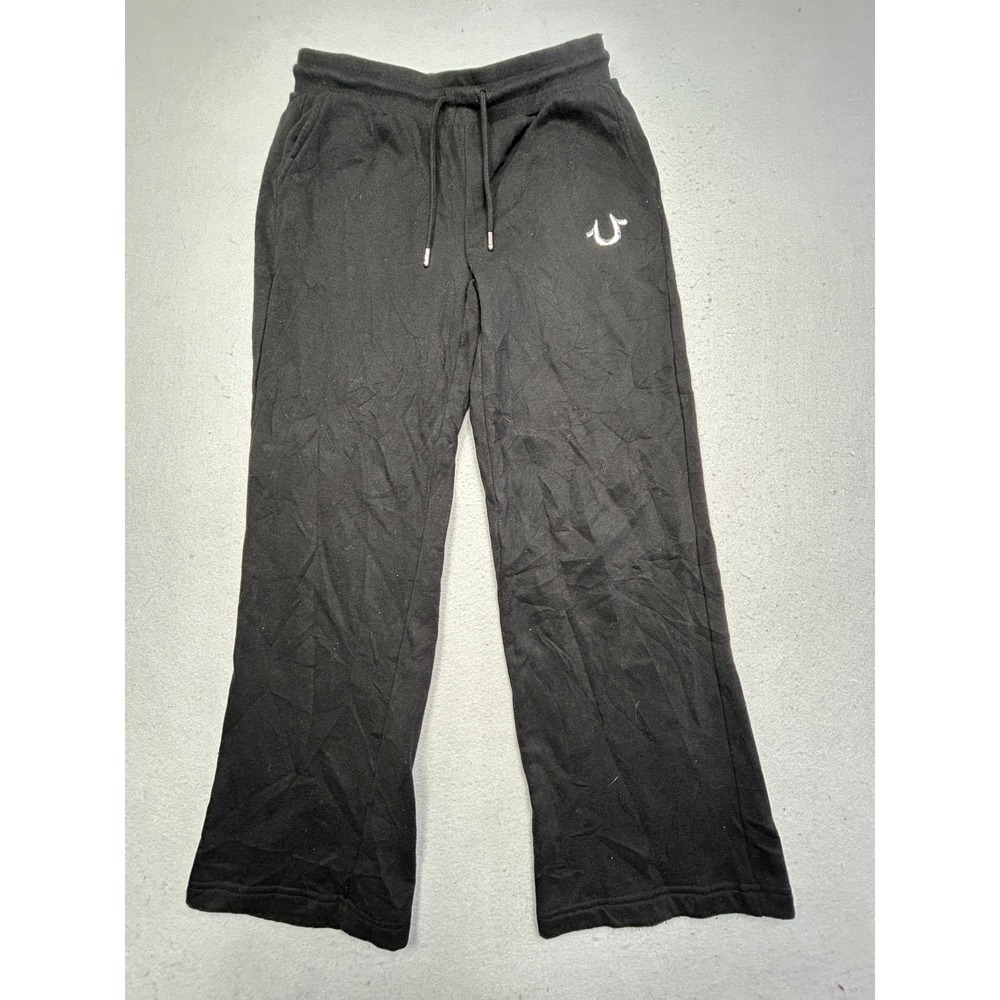 True Religion Sweatpants Cotton Blend Black Buddha Logo Small Womens